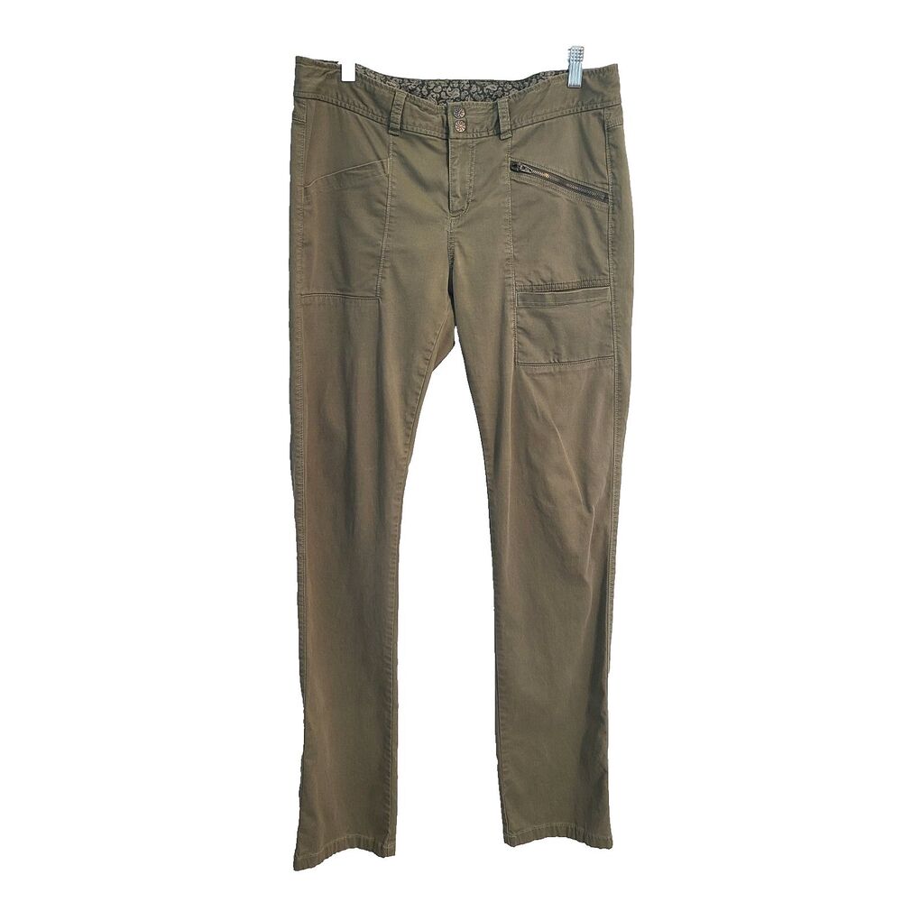 Athleta Green Utility Cargo Pants Womens 12 Tall Gorpcore Y2K Stretch Granola